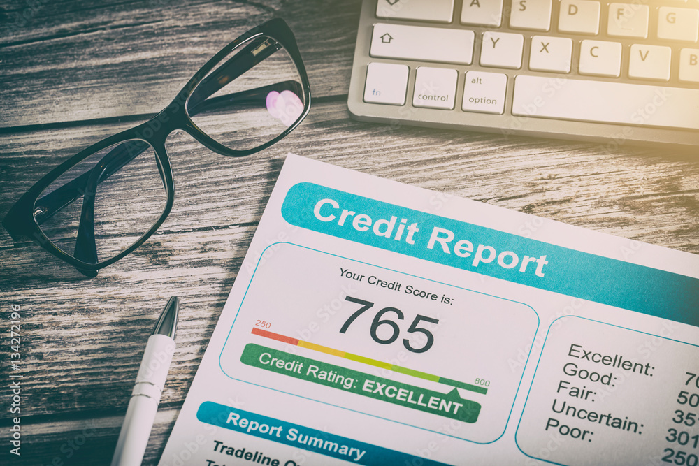report credit score banking borrowing application risk form - obrazy, fototapety, plakaty 