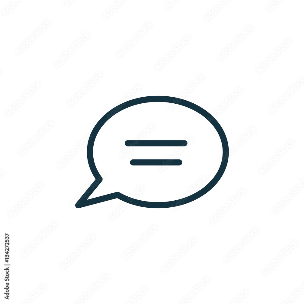 speech bubble thin, line icon on white background; isolated flat speech bubble thin, line icon on white background; isolated flat
