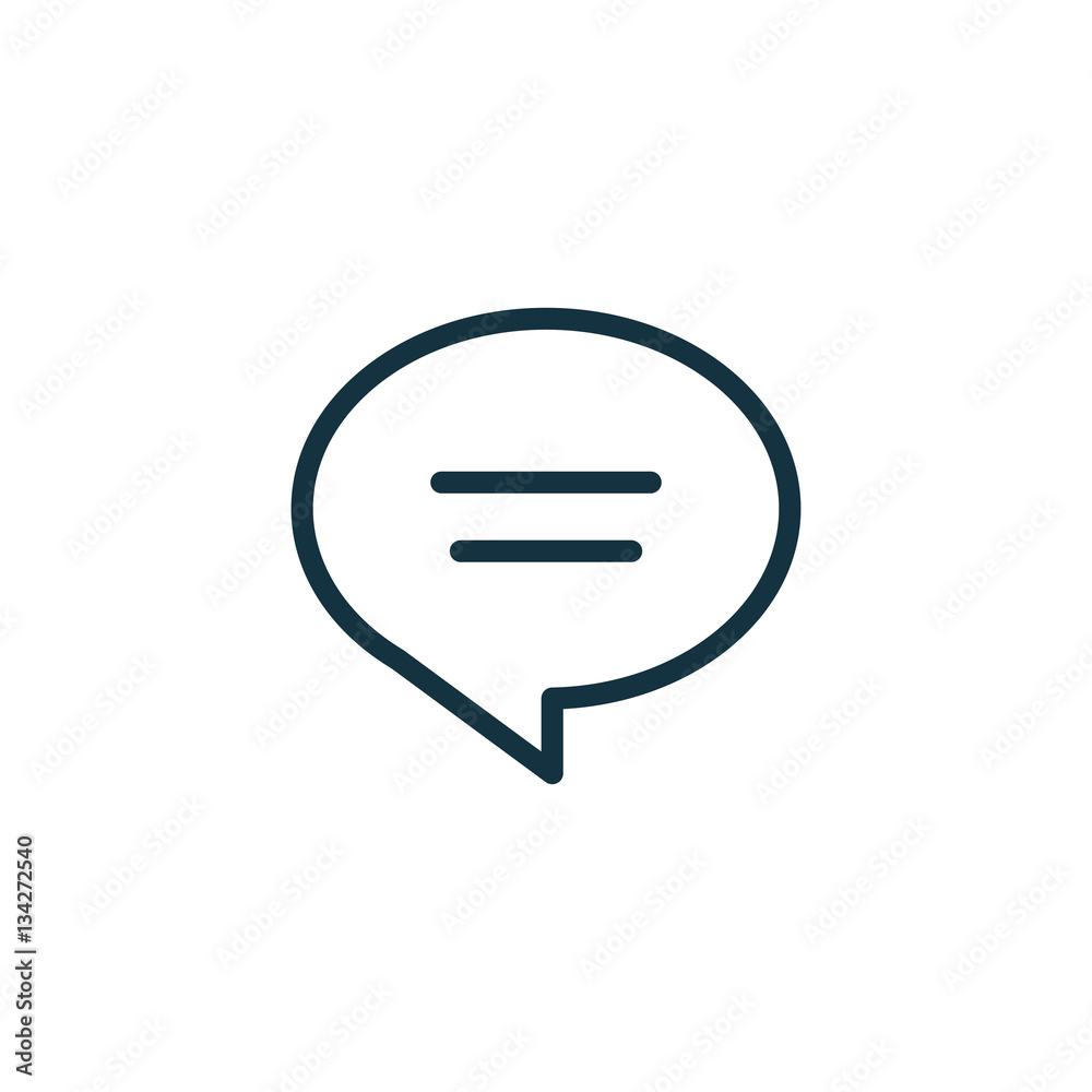 speech bubble thin, line icon on white background; isolated flat speech bubble thin, line icon on white background; isolated flat