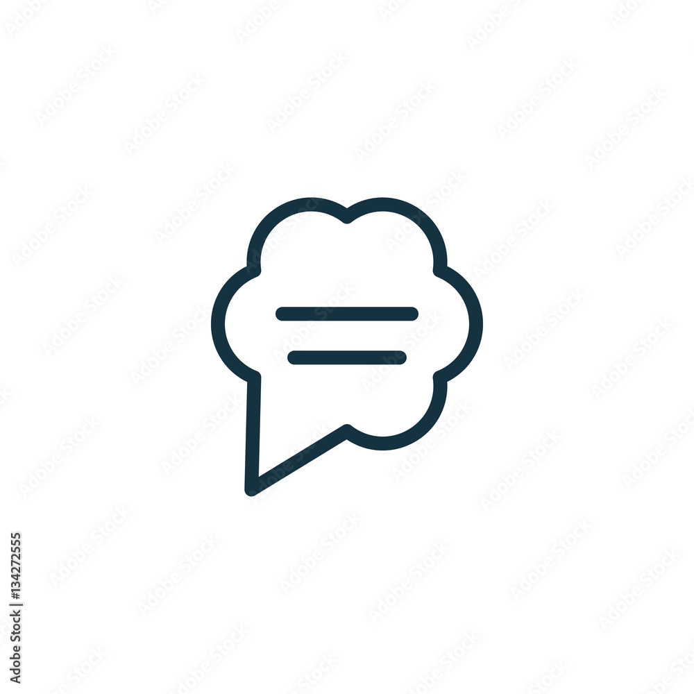 speech bubble thin, line icon on white background; isolated flat speech bubble thin, line icon on white background; isolated flat
