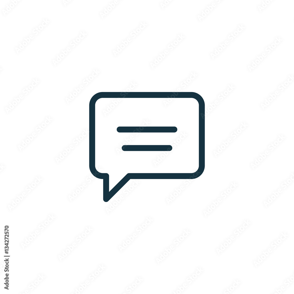 speech bubble thin, line icon on white background; isolated flat speech bubble thin, line icon on white background; isolated flat