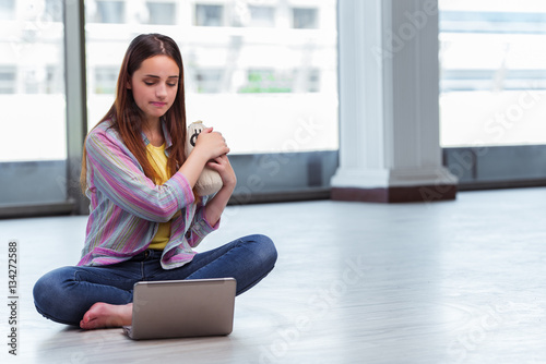 Young girl in online business concept