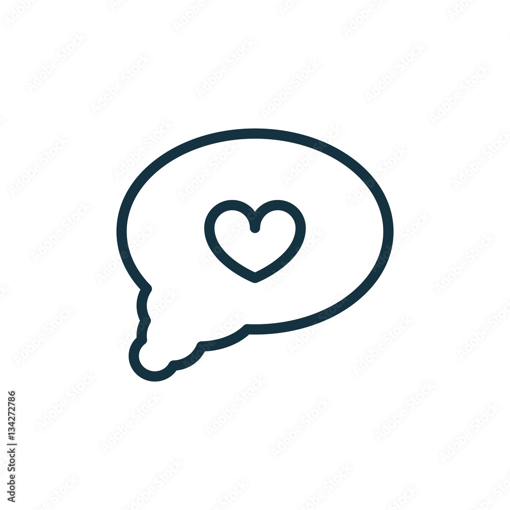 speech bubble with heart thin, line icon on white background; is speech bubble with heart thin, line icon on white background; is