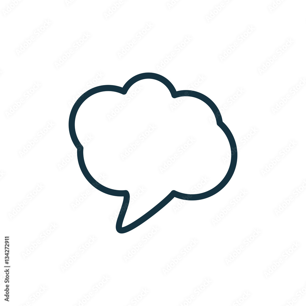 speech bubble thin, line icon on white background; isolated flat speech bubble thin, line icon on white background; isolated flat