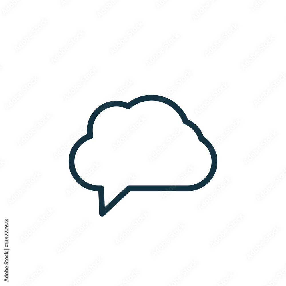 speech bubble thin, line icon on white background; isolated flat speech bubble thin, line icon on white background; isolated flat