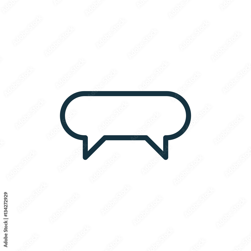 speech bubble thin, line icon on white background; isolated flat speech bubble thin, line icon on white background; isolated flat