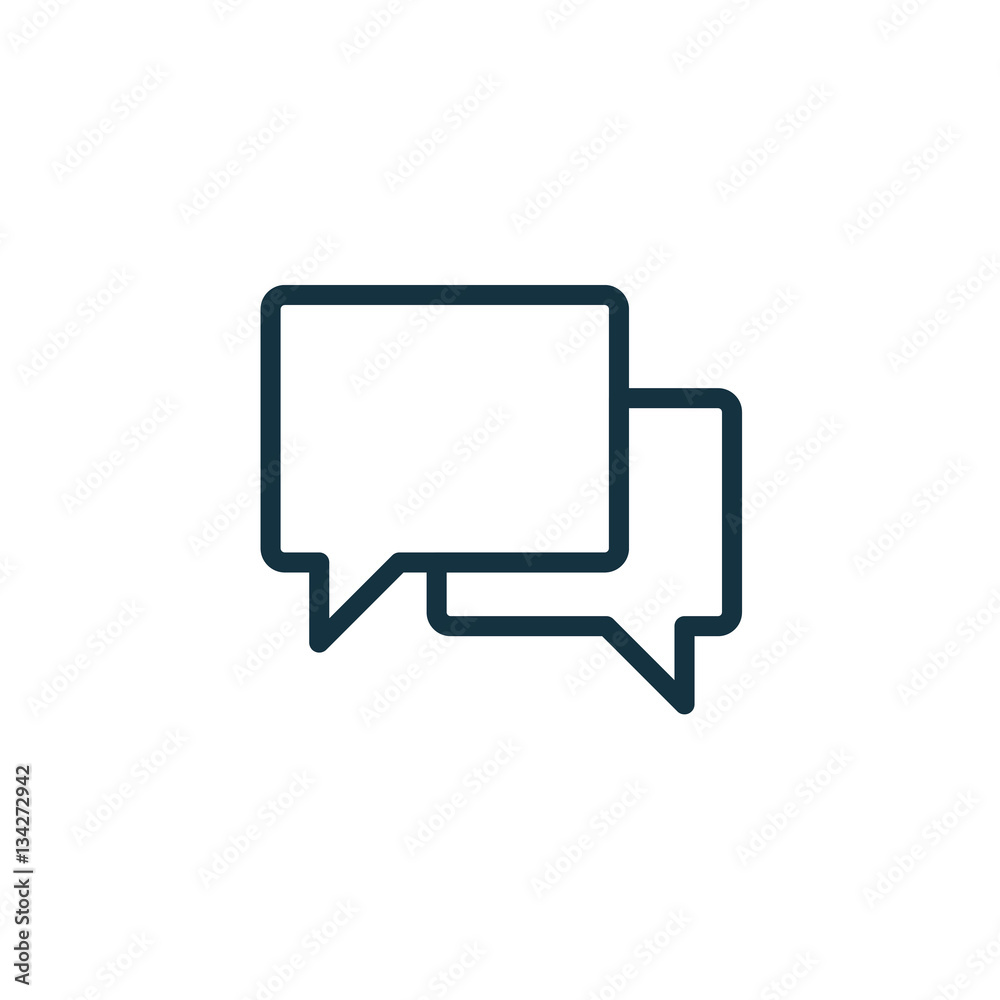 speech bubble thin, line icon on white background; isolated flat speech bubble thin, line icon on white background; isolated flat