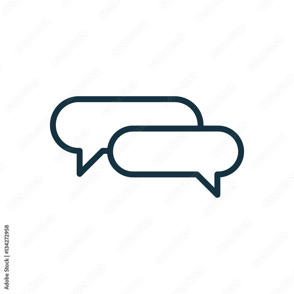 speech bubble thin, line icon on white background; isolated flat speech bubble thin, line icon on white background; isolated flat
