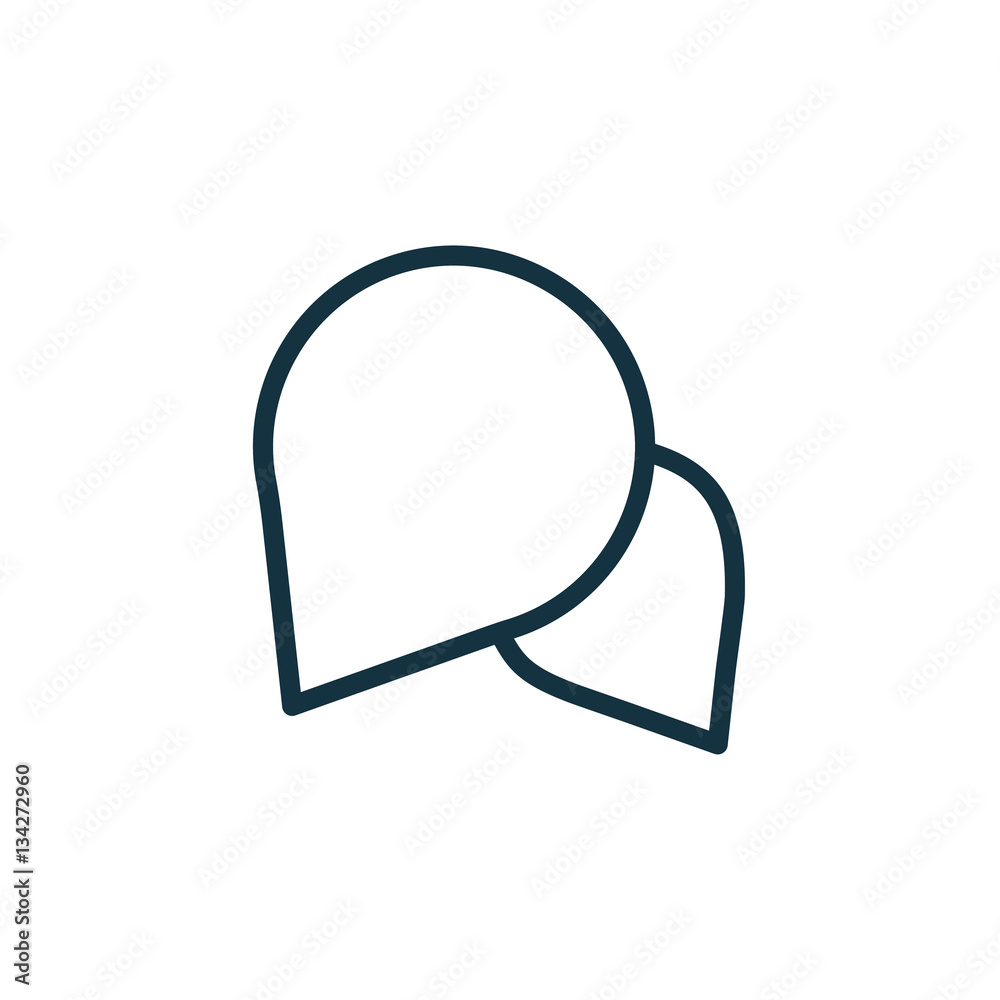 speech bubble thin, line icon on white background; isolated flat speech bubble thin, line icon on white background; isolated flat
