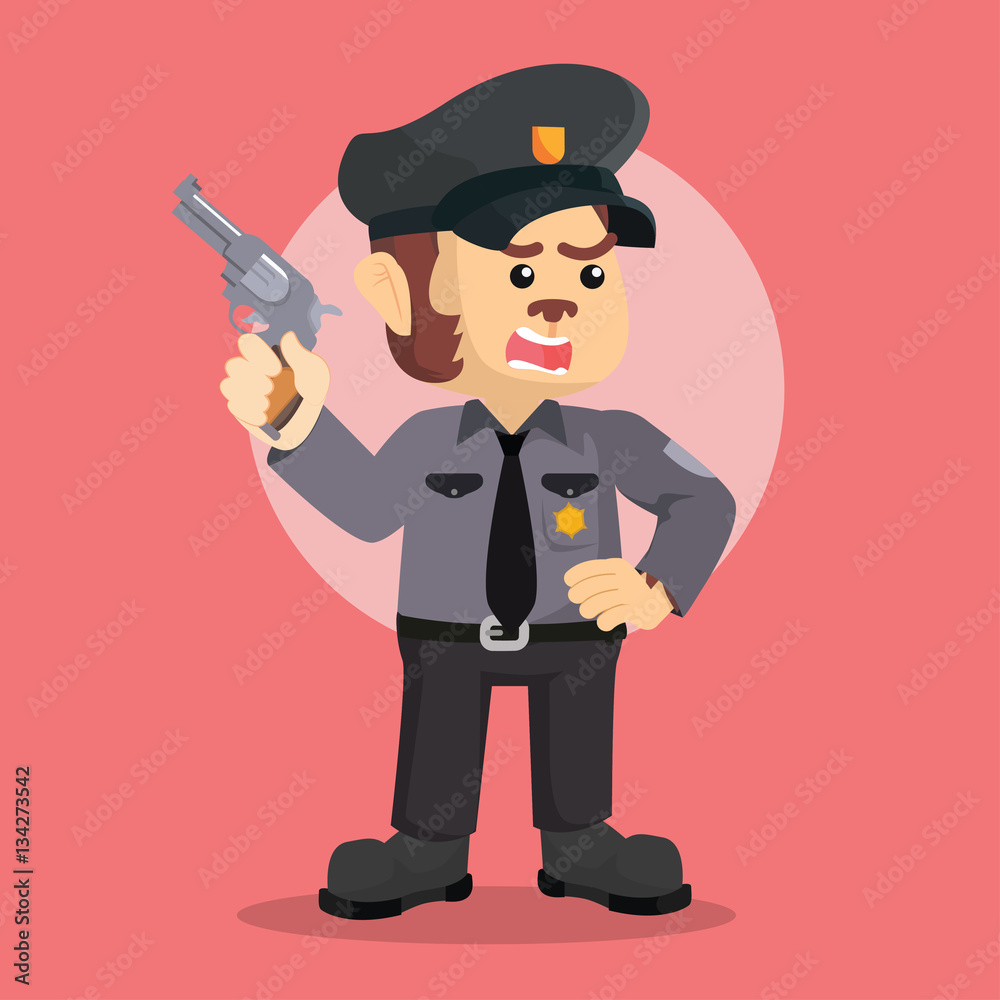 police monkey officer holding gun