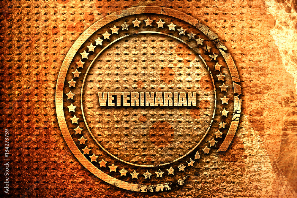 veterinarian, 3D rendering, grunge metal stamp
