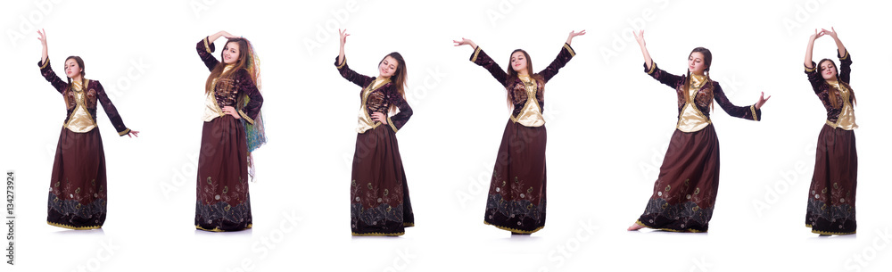 Young lady dancing traditional azeri dance Young lady dancing traditional azeri dance