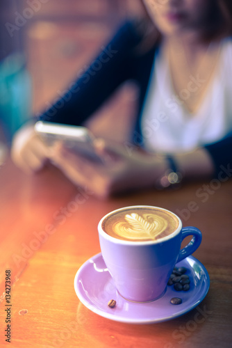 coffee latte art in coffee shop  