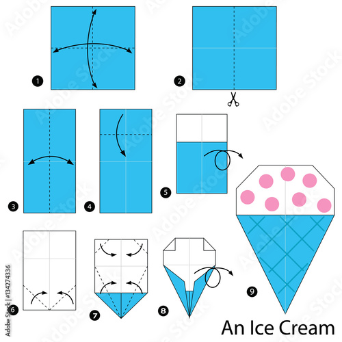  step by step instructions how to make origami An Ice Cream.