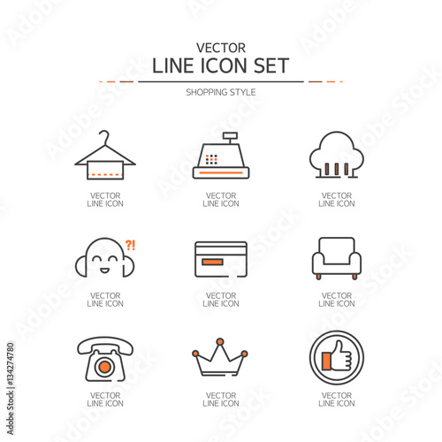 shopping Line icon set