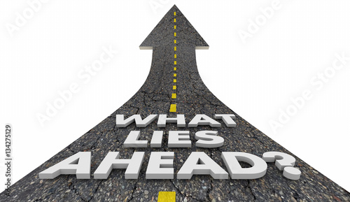 Fotografia, Obraz What Lies Ahead Road Future Progress Words 3d Illustration