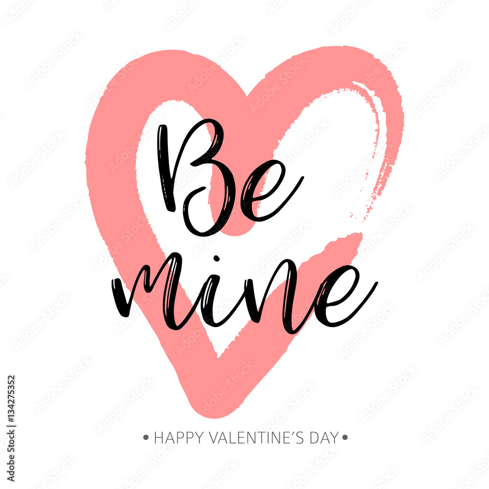 Brush drawing calligraphy heart card. Vector illustration Brush drawing calligraphy heart card. Vector illustration