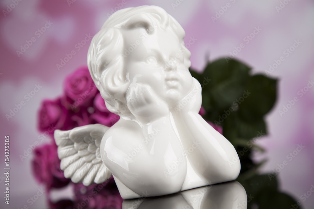 Angel, Happy Valentine's Day, heart background Angel, Happy Valentine's Day, heart background