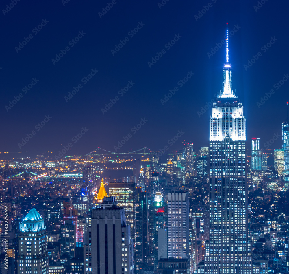 Obraz premium View of New York Manhattan during sunset hours
