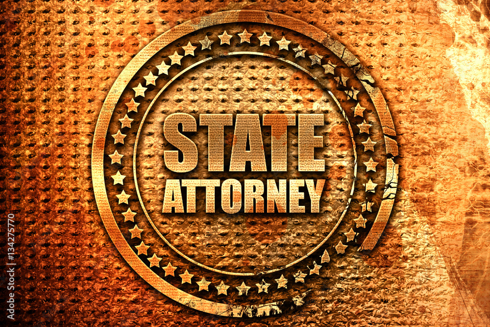 state attorney, 3D rendering, grunge metal stamp