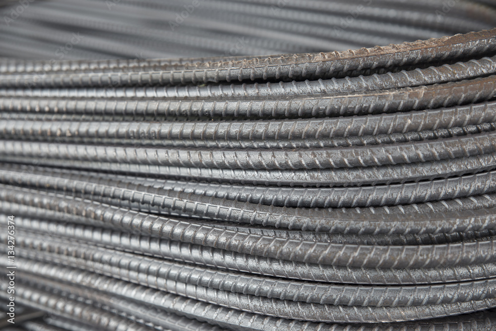Rebar steel used in construction site. Rebar steel used in construction site.