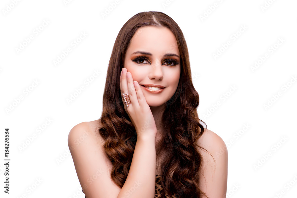 Young woman in beauty concept on white isolated background Young woman in beauty concept on white isolated background