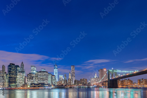 Night view of Manhattan and Brooklyn bridge