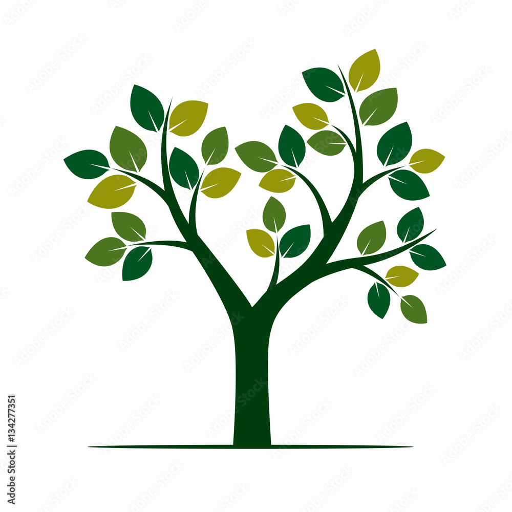 Obraz premium Green Tree. Vector Illustration.