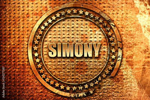 simony, 3D rendering, grunge metal stamp