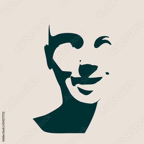 Beautiful smiling woman face. Vector illustration. Front view