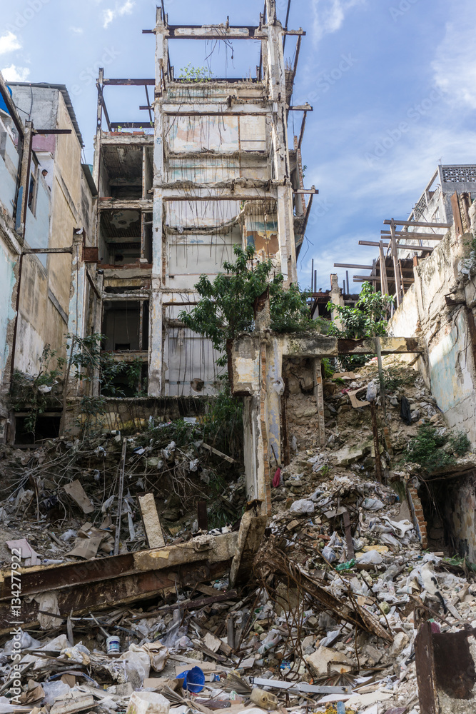 destroyed old building, on december 26, 2016, in La Havana, Cuba