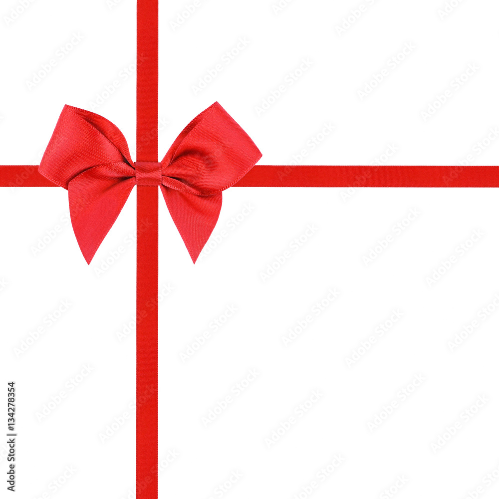 Red ribbon bow isolated on white background Red ribbon bow isolated on white background