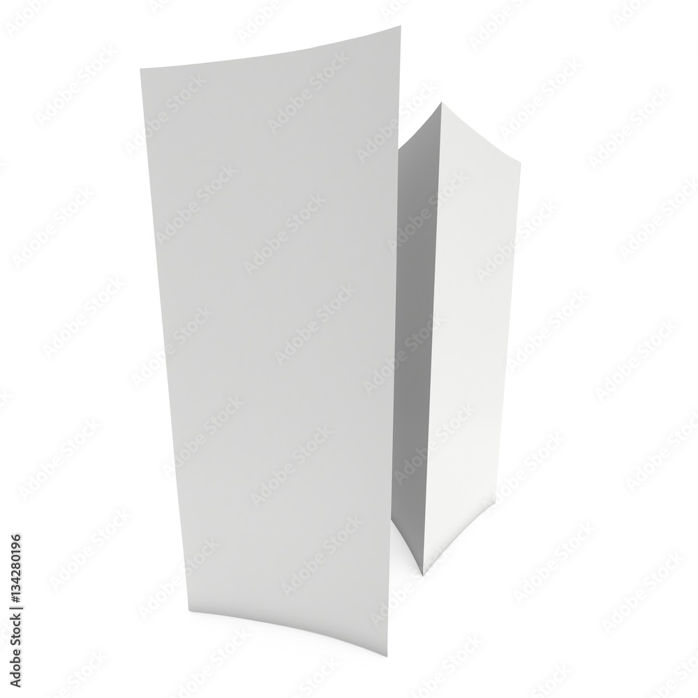 Blank paper triangle tent cards. 3d render illustration isolated. Table cards mock up on white background. Blank paper triangle tent cards. 3d render illustration isolated. Table cards mock up on white background.