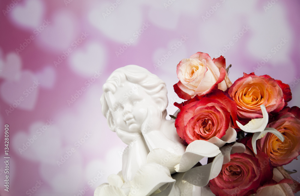 Love, Angels, Valentine's day concept, heart background Love, Angels, Valentine's day concept, heart background