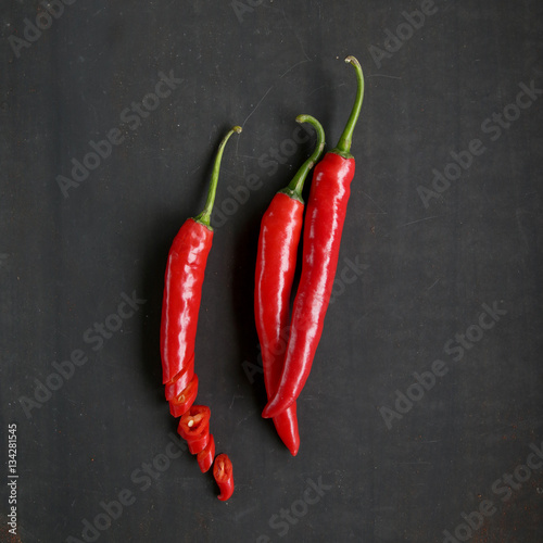 Chili peppers on a black background