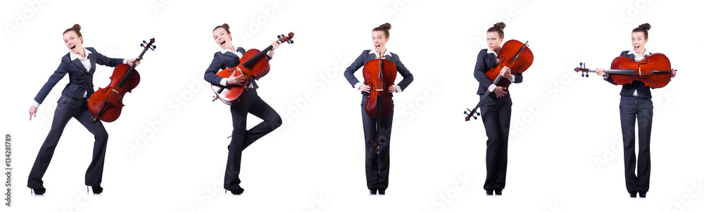 Woman fiddler isolated on white background Woman fiddler isolated on white background