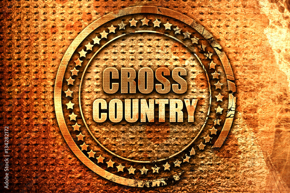 cross country sign background, 3D rendering, grunge metal stamp