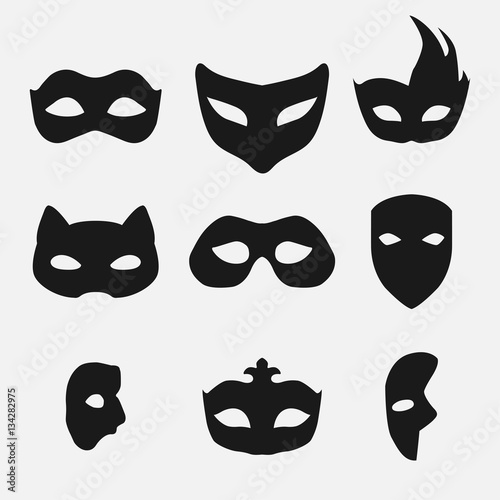 masks silhouette in black   vector