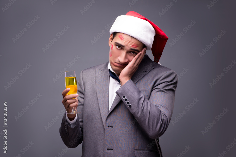 Man wearing santa in funny festive concept Man wearing santa in funny festive concept