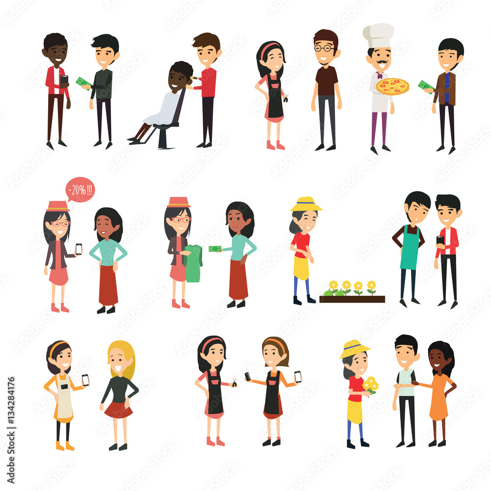 character job set flat illustration character