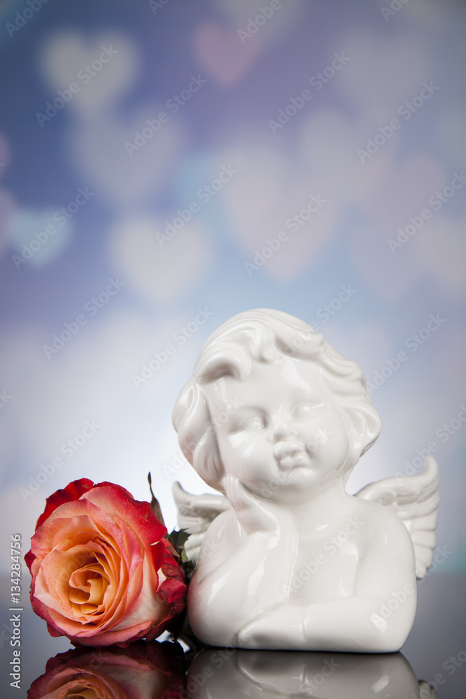 Angel, Happy Valentine's Day, mirror background
