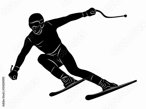 Silhouette of skier, vector draw