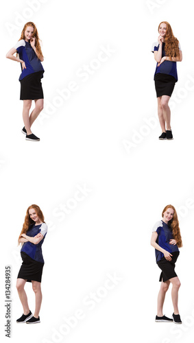 Pregnant woman in composite image isolated on white