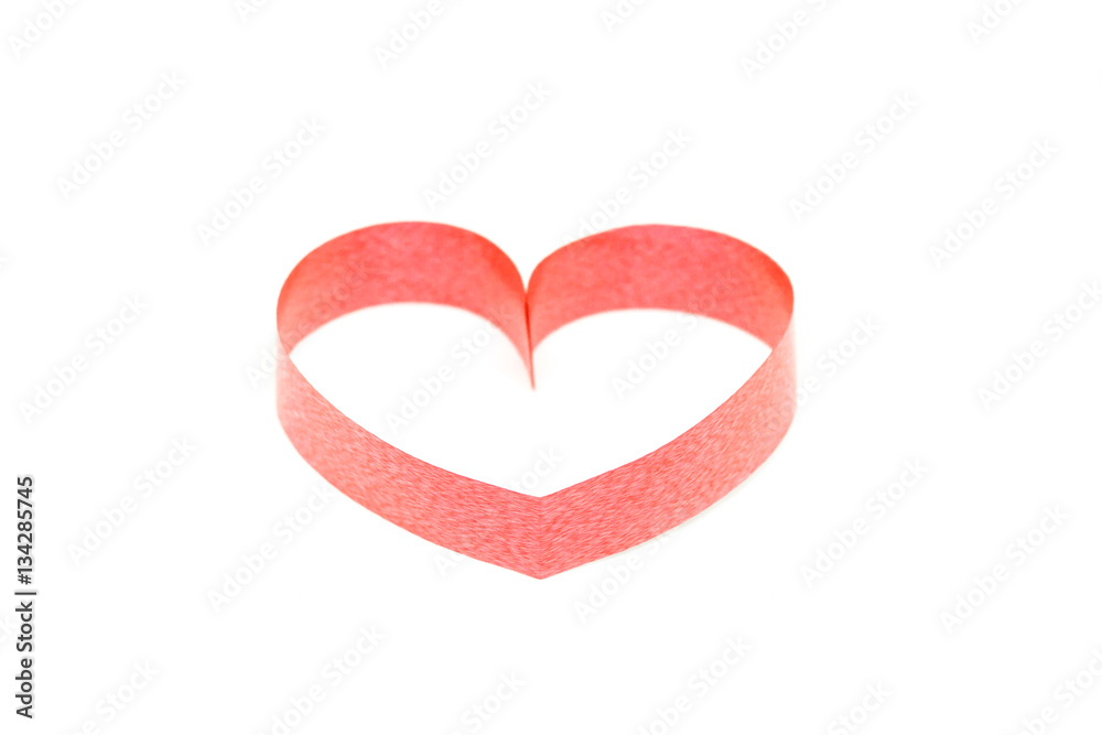 Valentines day card - heart made of ribbon on white background. Valentines day card - heart made of ribbon on white background.