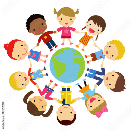 Kids and globe
