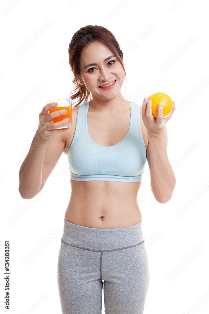 Beautiful Asian healthy girl with orange juice and orange fruit. Beautiful Asian healthy girl with orange juice and orange fruit.
