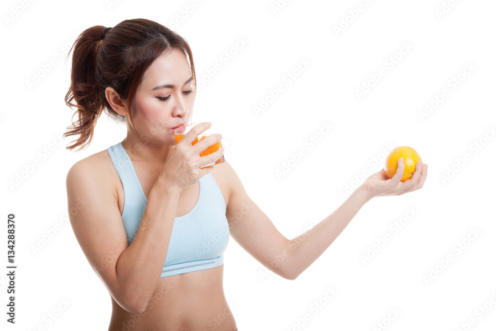 Beautiful Asian healthy girl with orange juice and orange fruit. Beautiful Asian healthy girl with orange juice and orange fruit.