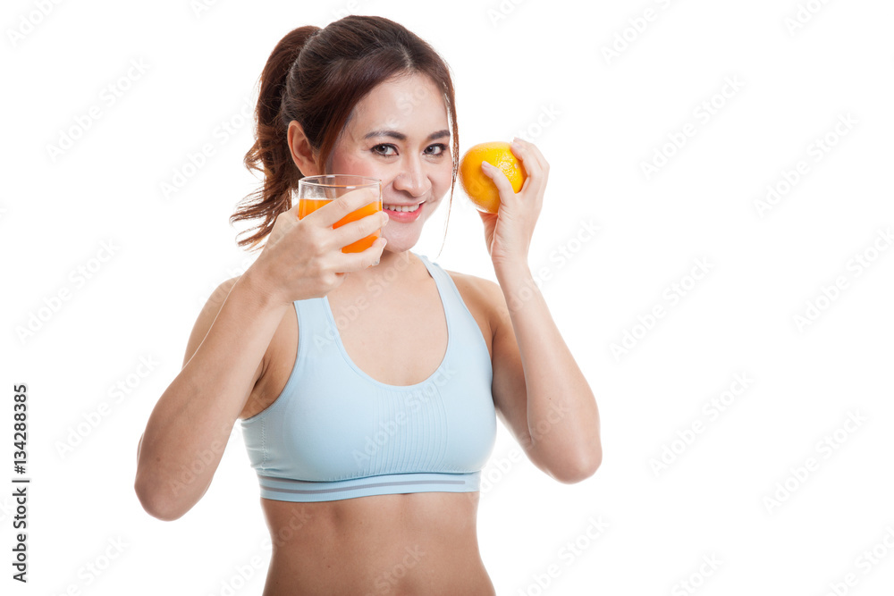 Beautiful Asian healthy girl with orange juice and orange fruit. Beautiful Asian healthy girl with orange juice and orange fruit.