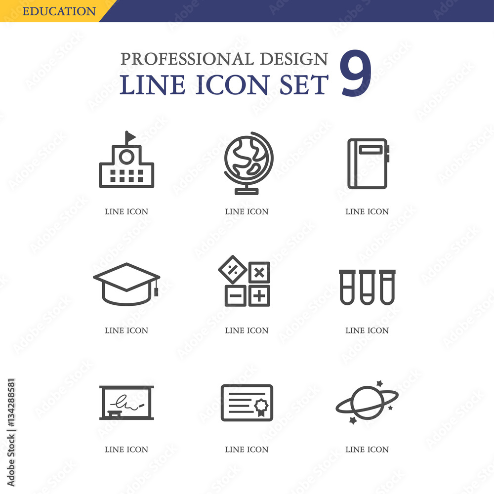 Education line icon set Education line icon set