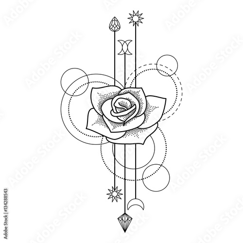 Floral geometric tattoo